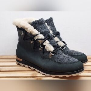 SOREL Womens | Black Dark Stone | Sneakchic Alpine Booties Size 8